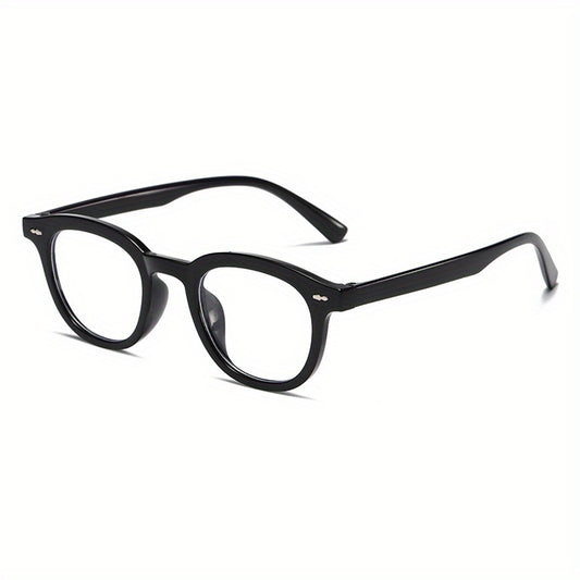 Men's Round Small Frame Flat Preppy Plastic Glasses