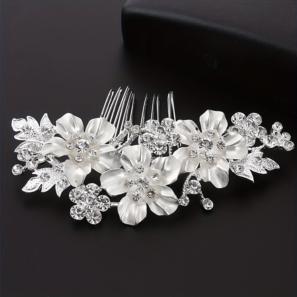 Rhinestone Flower Hair Comb Bridal Hair Accessories