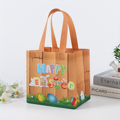 12pcs Easter Pattern Tote Bags With Handles Reusable Non Woven Bags
