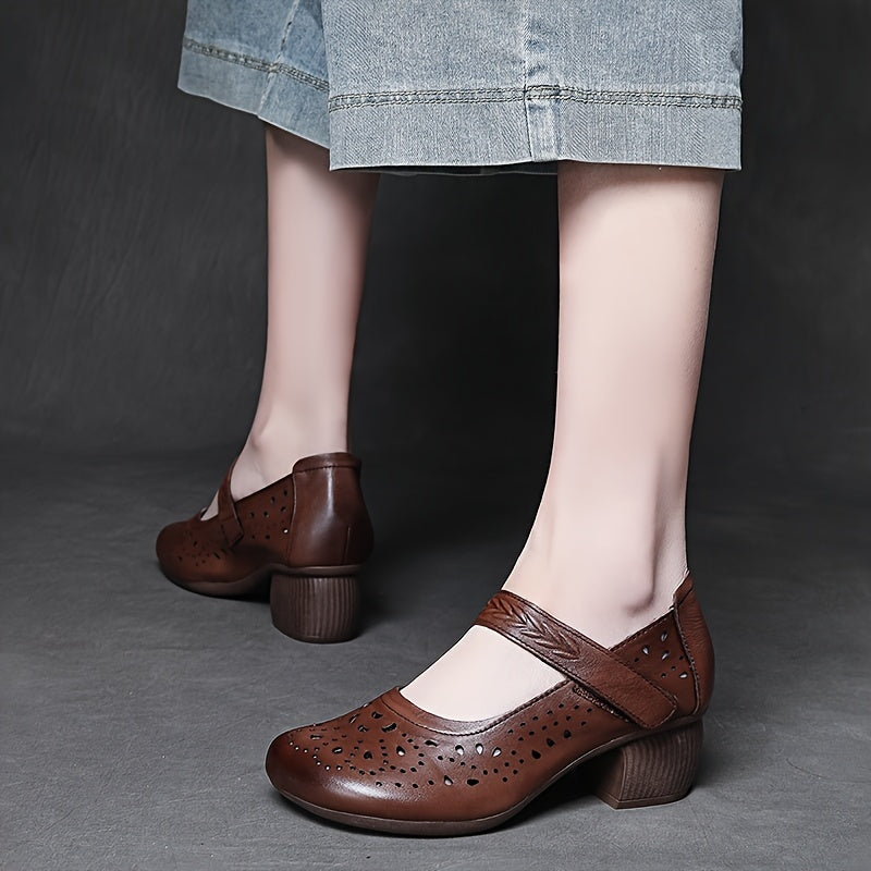 Women's Chunky Heel Hollow Out Casual Shoes