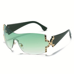 Y2K Oversized Gradient Lens Rimless Sunglasses UV400