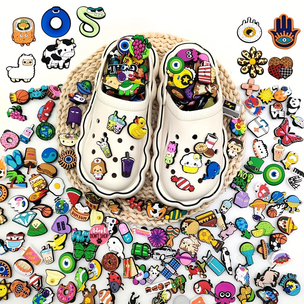100pcs Cartoon Shoe Charms For Bubble Slides Sandals - Christmas Birthday Gift