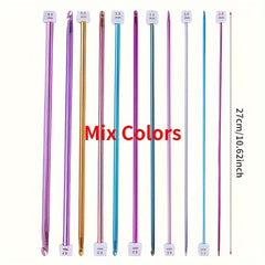 11pcs Tunisian Afghan Crochet Hooks Multicolor Aluminum Knitting Needles Hook