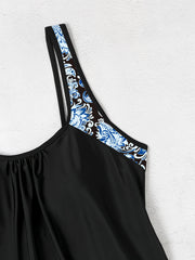  Floral Tankini Set Split Strap Top & Shorts Two Piece