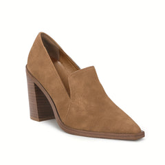 Women's Chunky High Heels Pointed Toe Loafers