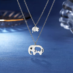 2pcs Elephant Pendant Necklace Silver Plated Decorative Accessories