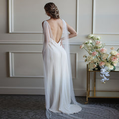 Bridal Sheer Tulle Cathedral Train Veil with Accents