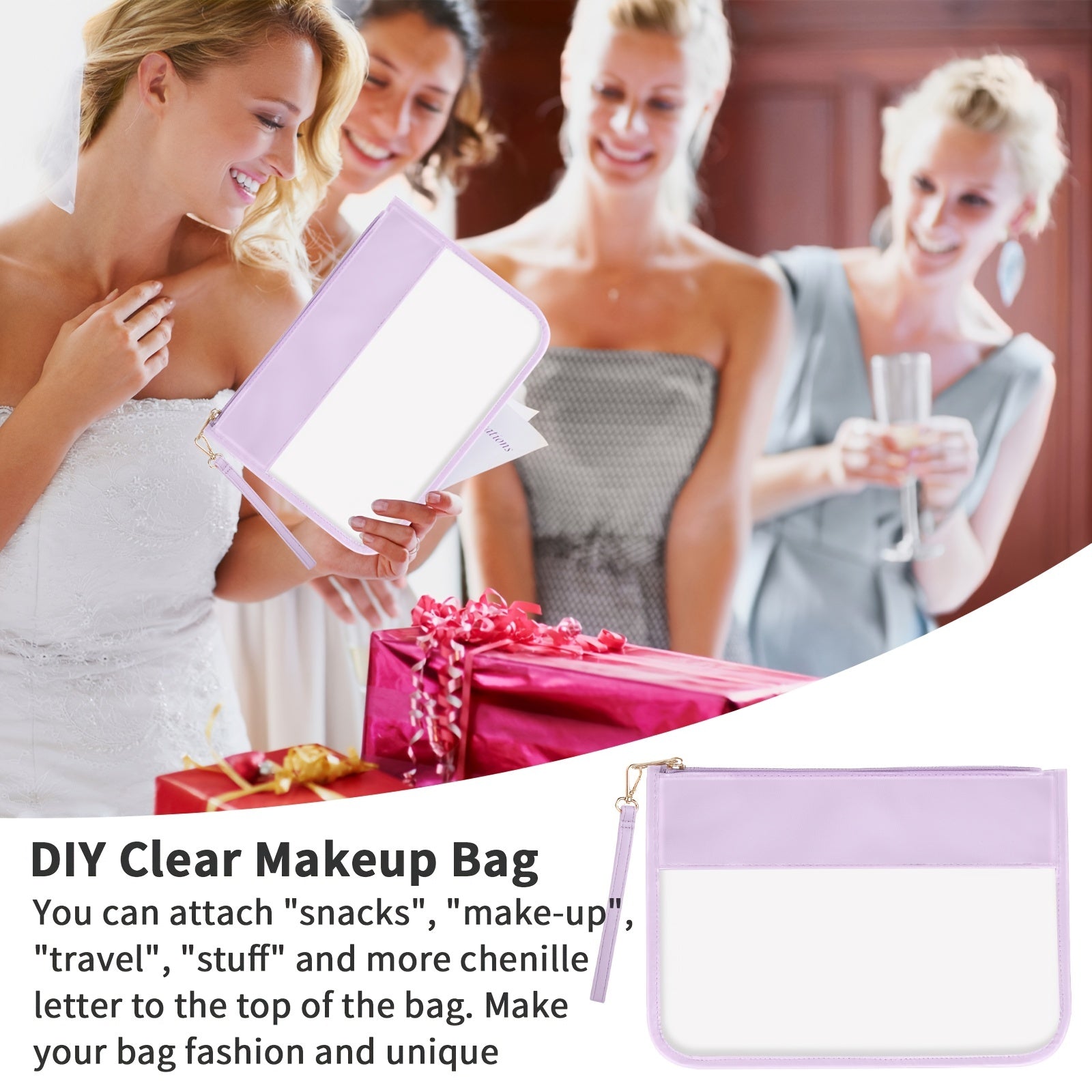 Clear PVC Flat Pouch PU Travel Makeup Bag