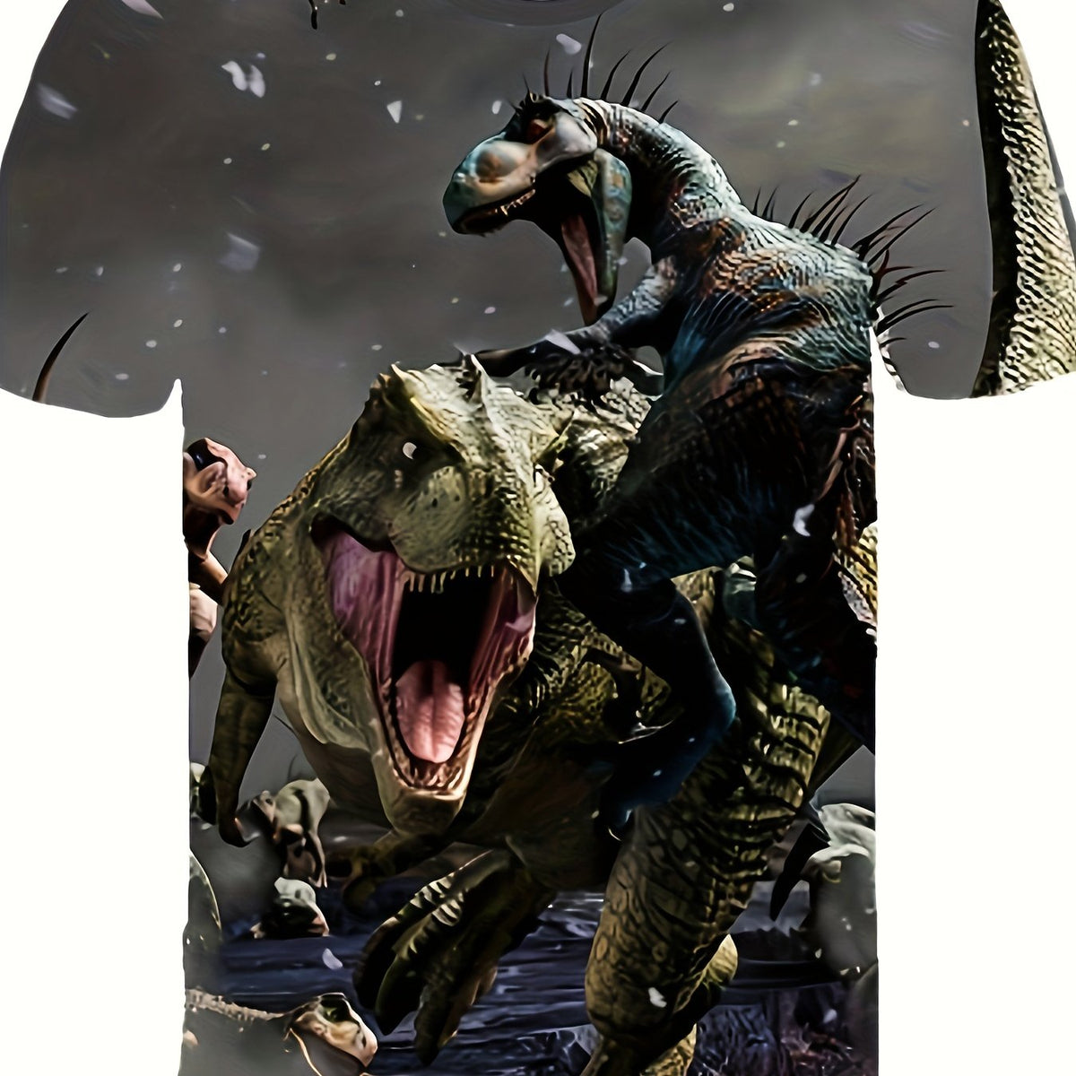Boy's Dino Print T-shirt Active Stretch Short Sleeve Tee Kid's Clothing