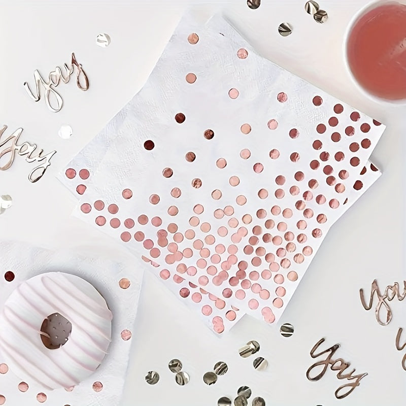 25pcs Bronzing Polka Dot Napkins Plates Cups Party Supplies