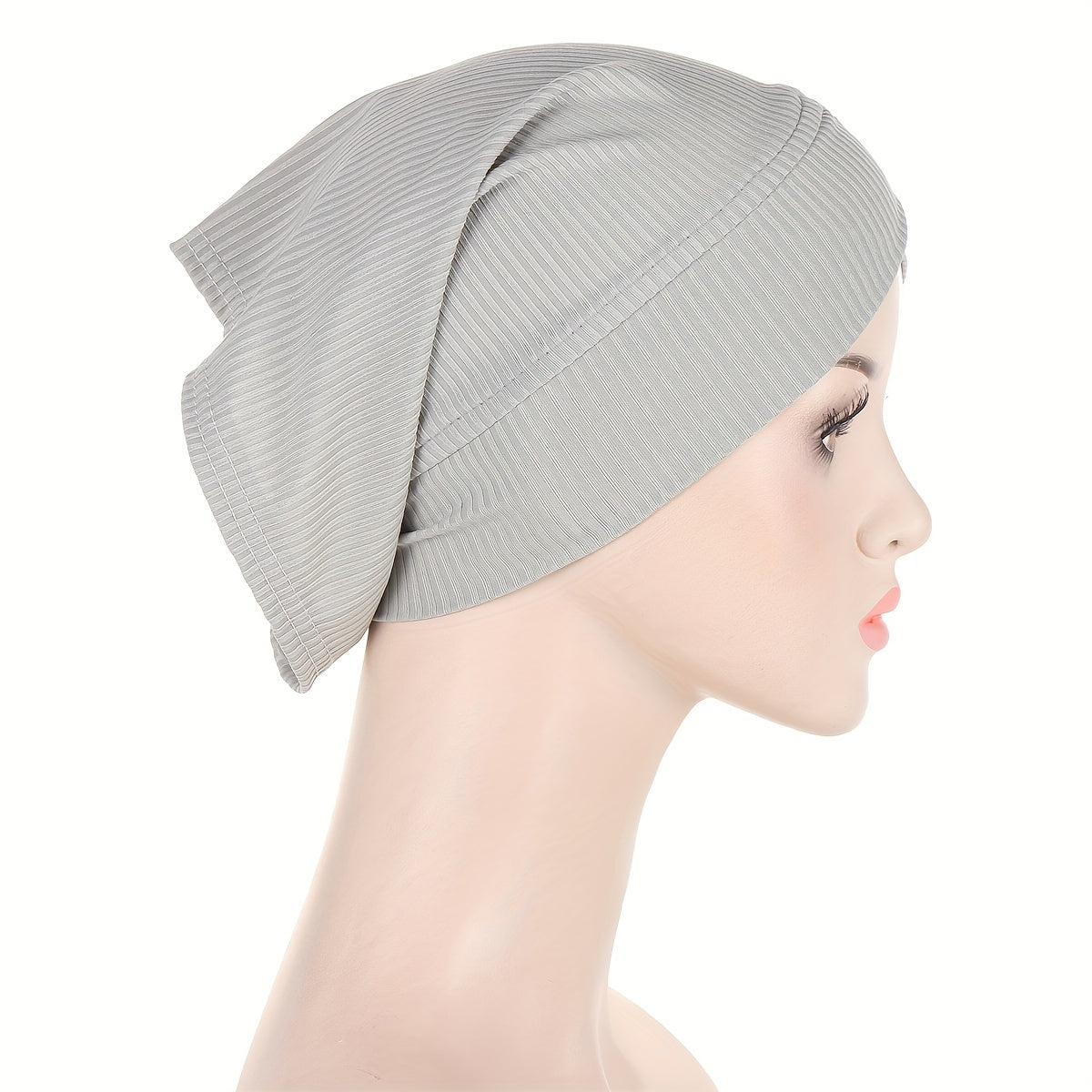 Striped Turban Cap Inner Hijab Hat Elastic Underscarf Beanie Head Wraps