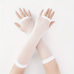 Y2K Candy Fishnet Gloves Sleeves Fingerless Hip Hop Elastic Dress Glo