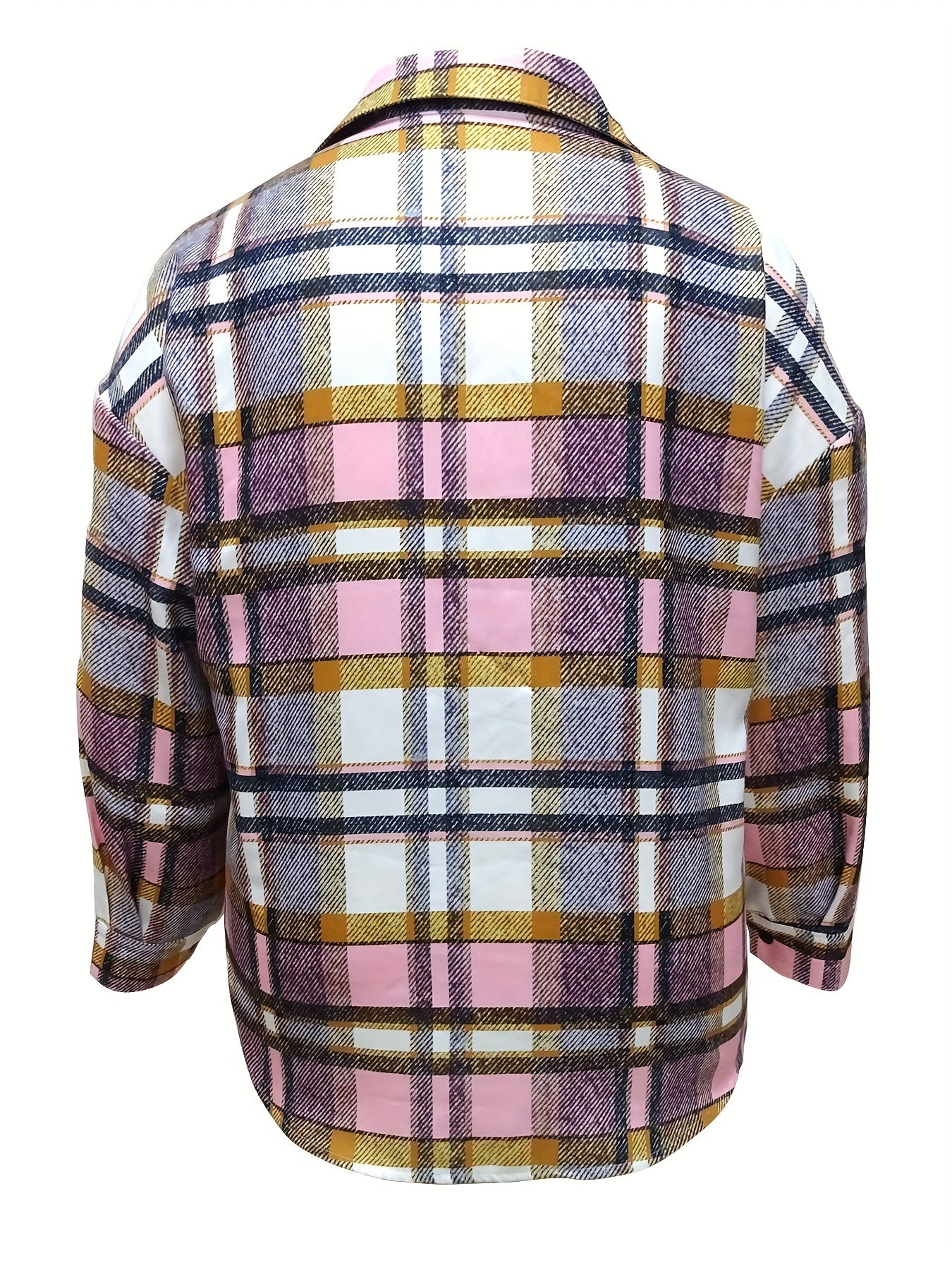  Plaid Print Button Up Long Sleeve Blouse