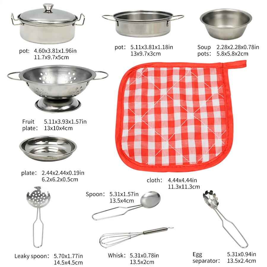 Mini Stainless Steel Kitchen Toys Cooking Utensils Set for Kids