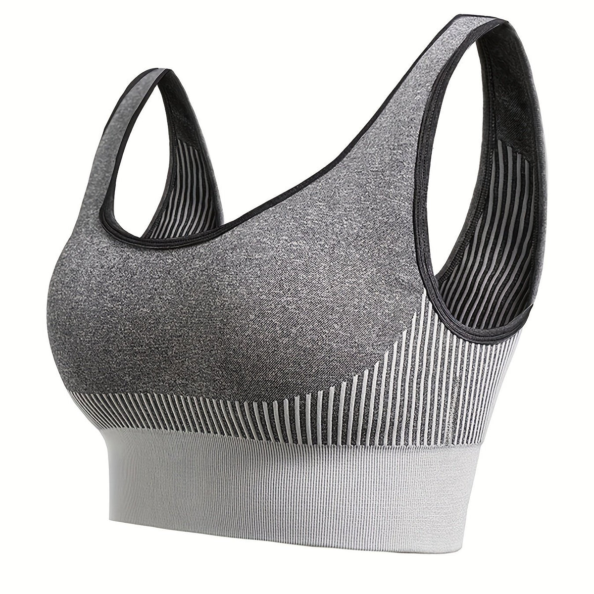  Women's Striped Sports Bra Full Coverage Workout Bra