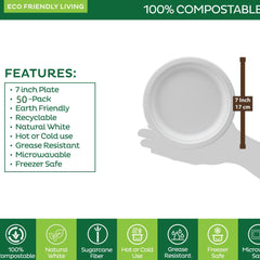 100 Compostable 7 Heavy Duty Dessert Trays Biodegradable