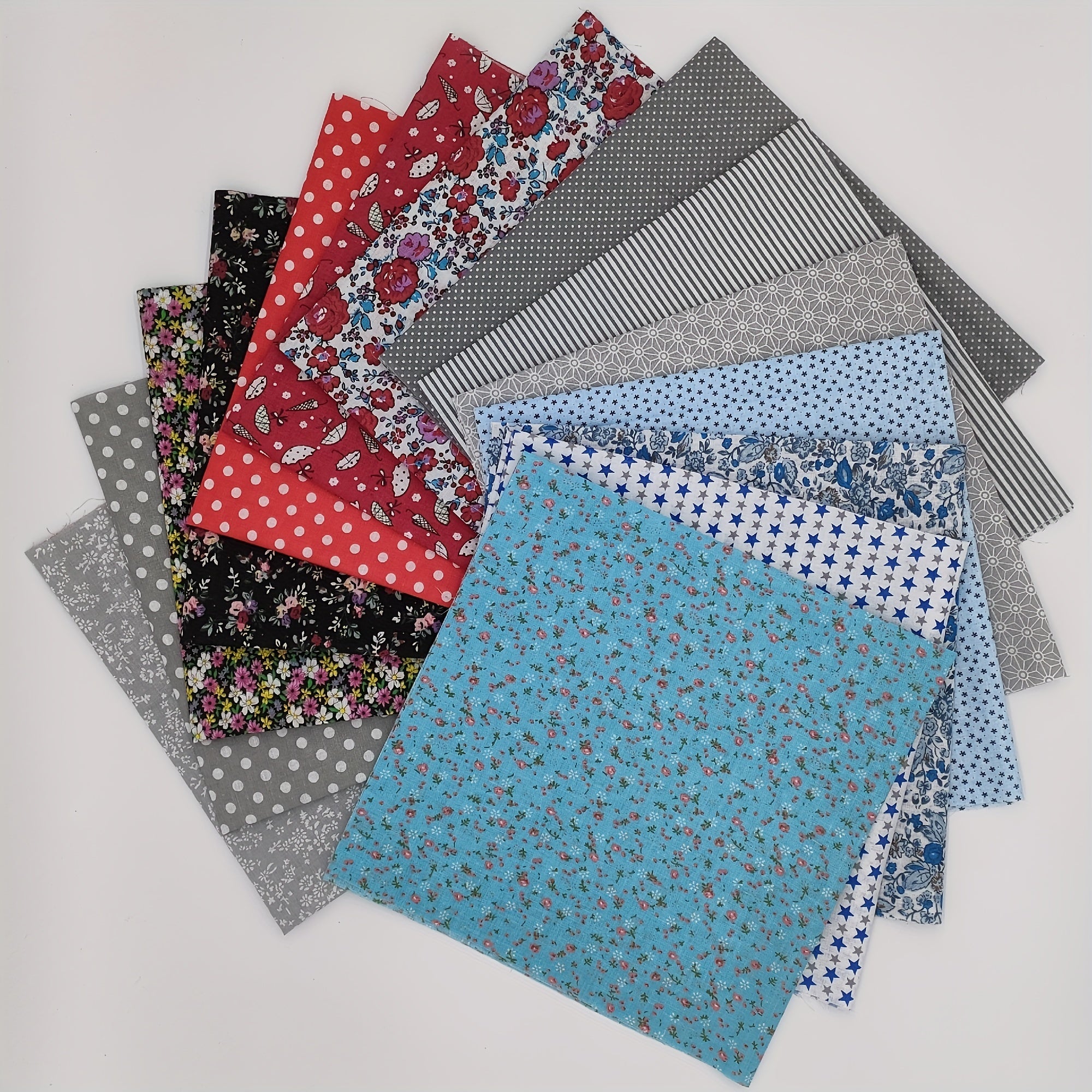 14pcs Plain Cotton Square Fabric Patchwork Fabric DIY Pre cut Cloth Craft Sewing