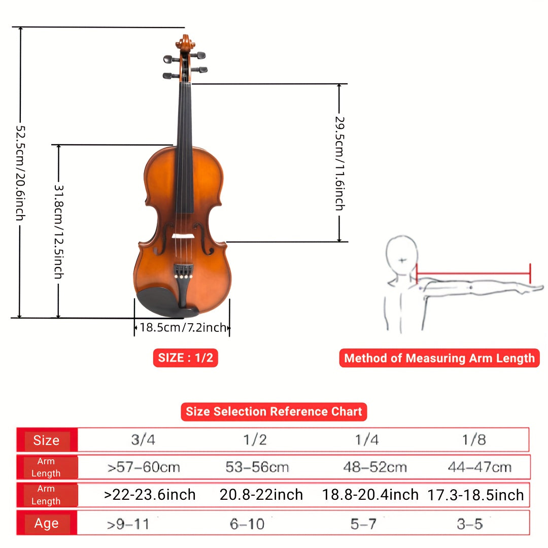 Acoustic Violin Starter Kit for Beginners with Hard Case