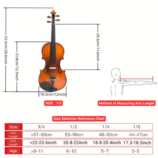 Acoustic Violin Starter Kit for Beginners with Hard Case
