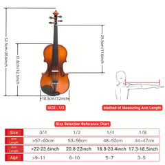 Acoustic Violin Starter Kit for Beginners with Hard Case
