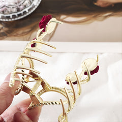Red Rose Rhinestone Hair Claw Clip Strong Grip Hair Jaw Clip
