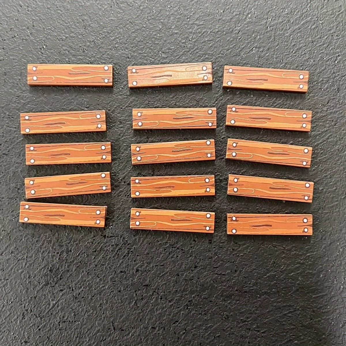 15pcs Wood Grain Building Block Accessories Deep Brown Decorations