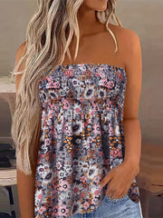 Floral Print Tube Top Sleeveless Casual Summer Top