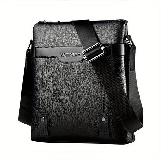 Men's Business PU Leather Crossbody Bag Large Capacity Messenger Bag