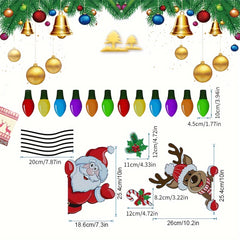 Christmas Magnets Decor Reflective Santa Bulb Car Refrigerator Stickers