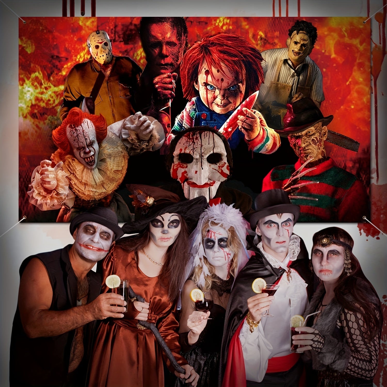 Scary Movie Character Backdrop for Halloween Party