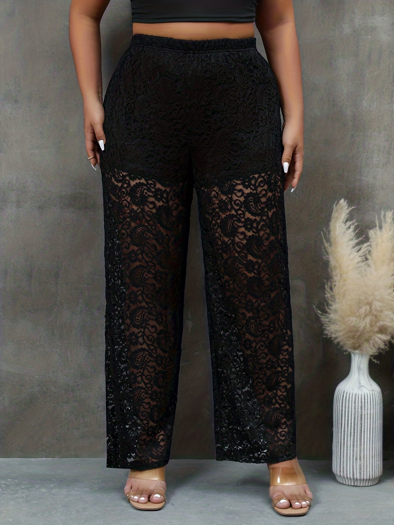  Sexy Pants Women's High Rise Lace Cut Out Elastic
