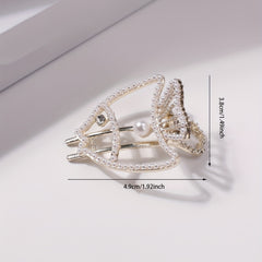 Hollow Fish Shaped Hair Clip with Faux Pearl for Women Girls