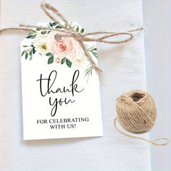 30 50pcs Flowers Thank You Cards 3x2 Gift Packaging Tags
