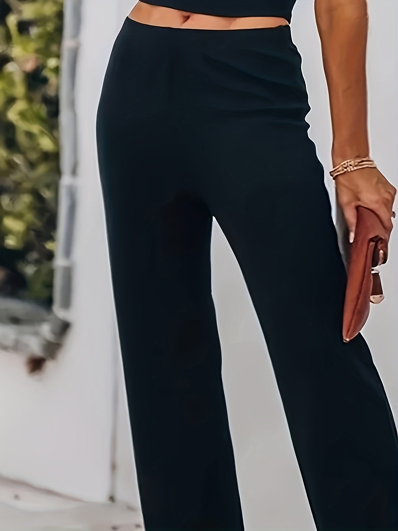  Solid Straight Leg Loose Trousers