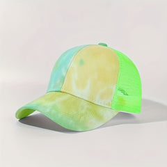 Tie Dye Print Trucker Hat Gradient Baseball Cap Mesh Sun Shade Dad Hats
