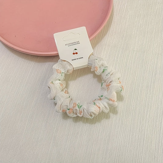 2pcs Yarn Floral Hair Tie Elastic Hair Rope Ponytail Rubber Band for Girls Women