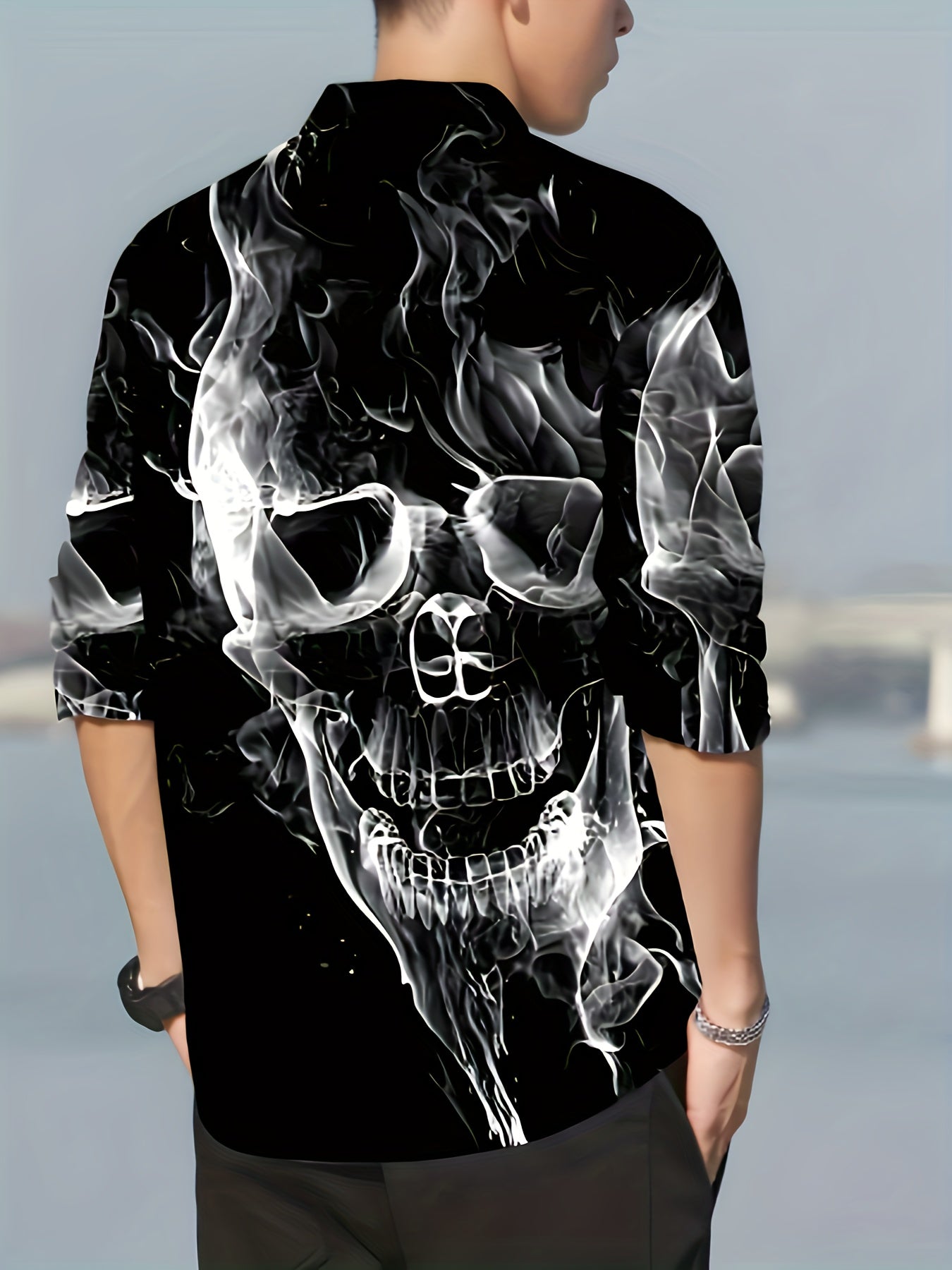 Sailing Boat Pattern Men's Long Sleeve Shirt