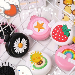 Cartoon Folding Airbag Comb With Mirror