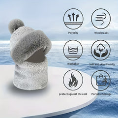 Winter Scarf Hats For Women Men Plush Neck Warmer Outdoor Windproof Hats