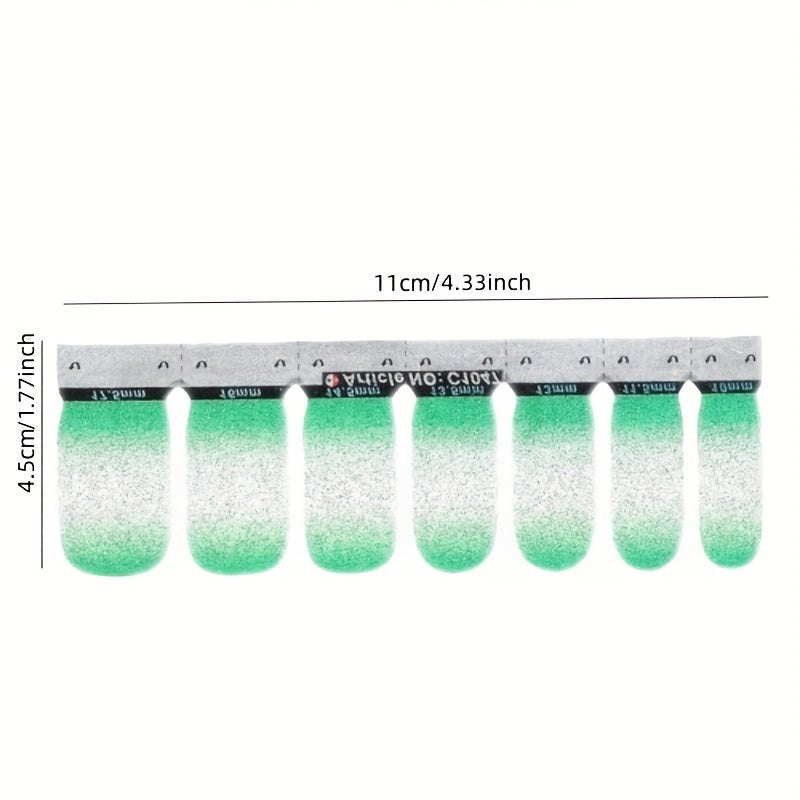 14 Sheets Gradient Glitter Nail Stickers Set Full Wraps Polish Stickers Decal St