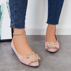 Metallic Decor Ballet Flats Soft Sole Slip On Shoes