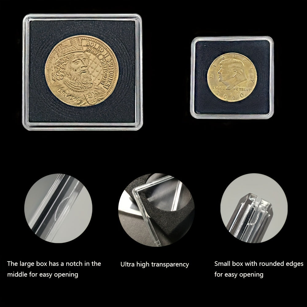 10PCS Square Coin Protective Box Acrylic Coin Display Box