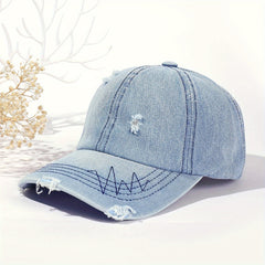 Distressed Ripped Baseball Cap Vintage Adjustable Dad Hat Casual Sun Hat