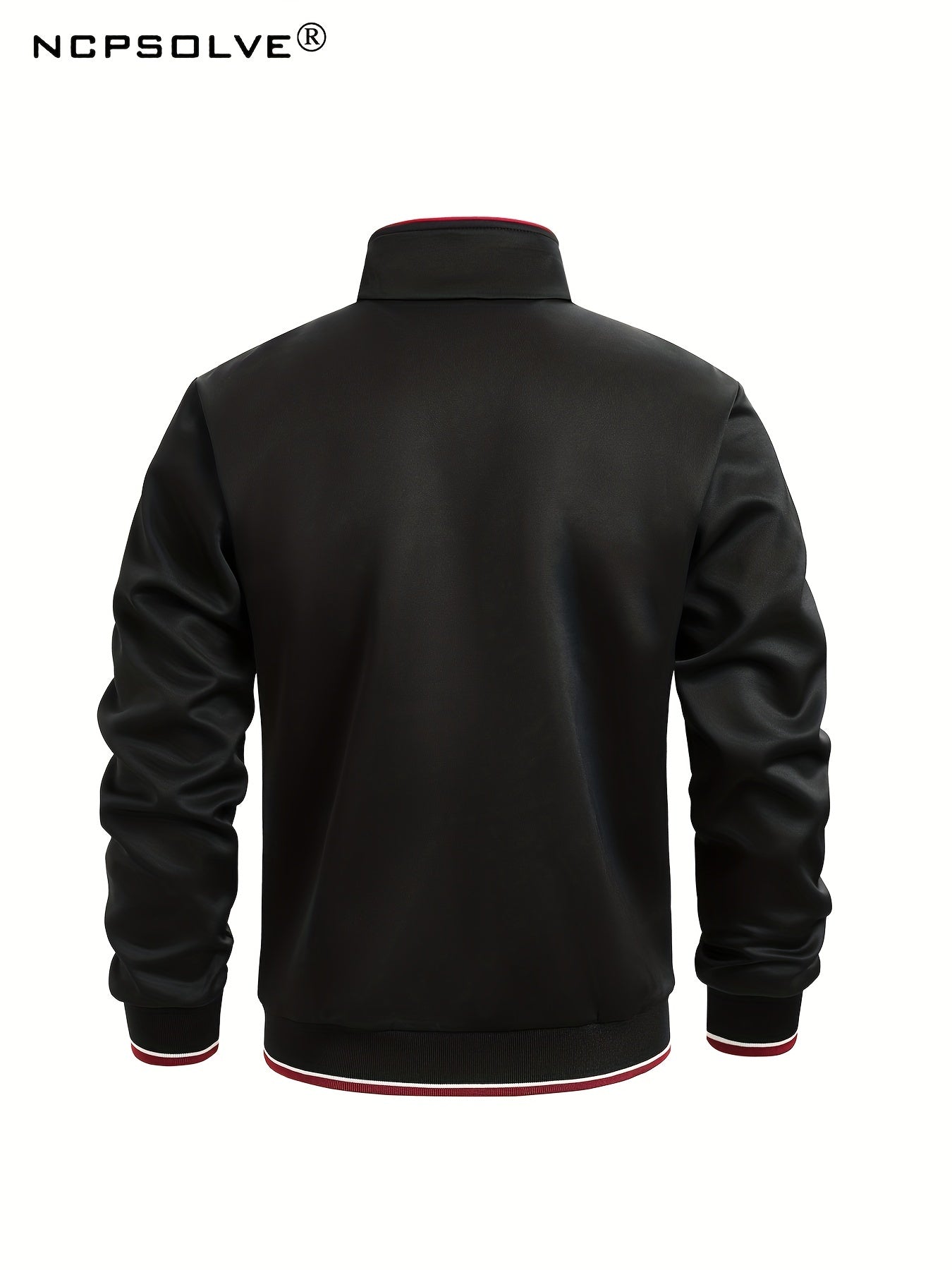 2pcs Men's Striped Stand Collar Sports Suit & Active Pants