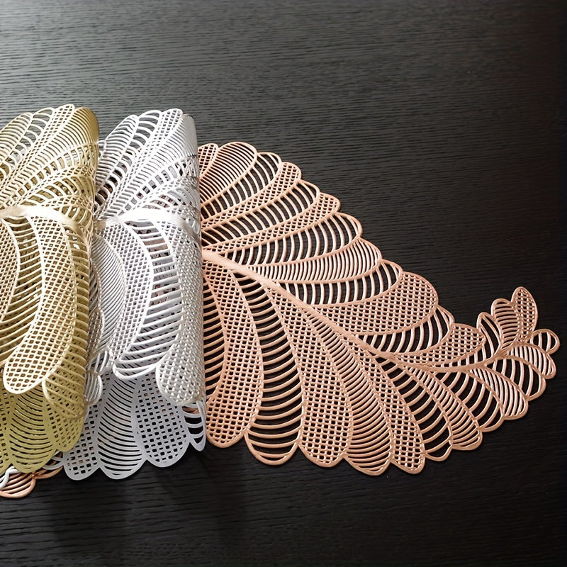 Heat Insulating PVC Table Mat with Hollow Leaf Design