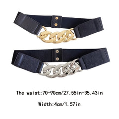 Women's Chain Decor Belt Elastic Metal Belt