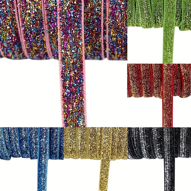 5 Yards 10mm Glitter Velvet Ribbon DIY Gift Wrapping Hair Bows Wedding Party