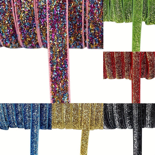 5 Yards 10mm Glitter Velvet Ribbon DIY Gift Wrapping Hair Bows Wedding Party