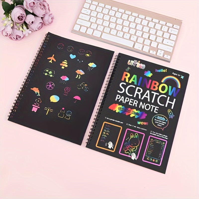 Rainbow Scratch Off Notebooks Arts & Crafts Kit for Kids