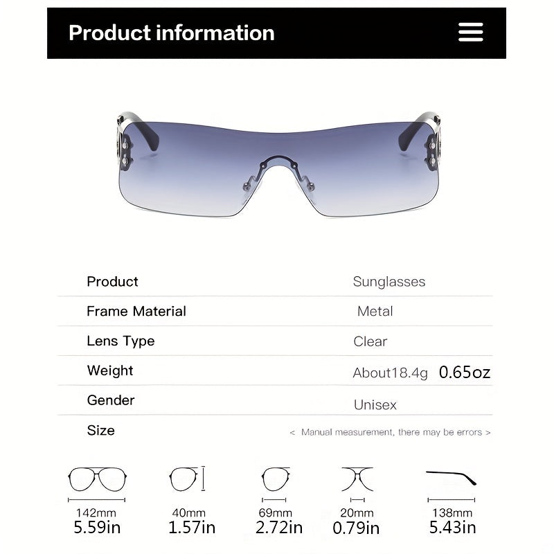 Y2K Rimless Wrap Around Sunglasses UV400